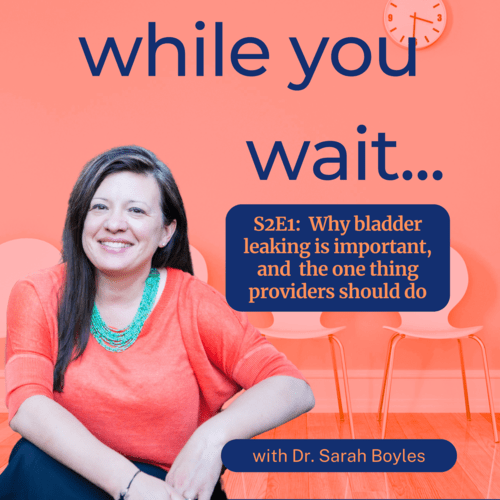 while you wait podcast bladder talk with Dr. Sarah Boyles-  Why Bladder leaking is important and what the one thing providers should do